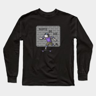 Skate pixel retro video game Long Sleeve T-Shirt